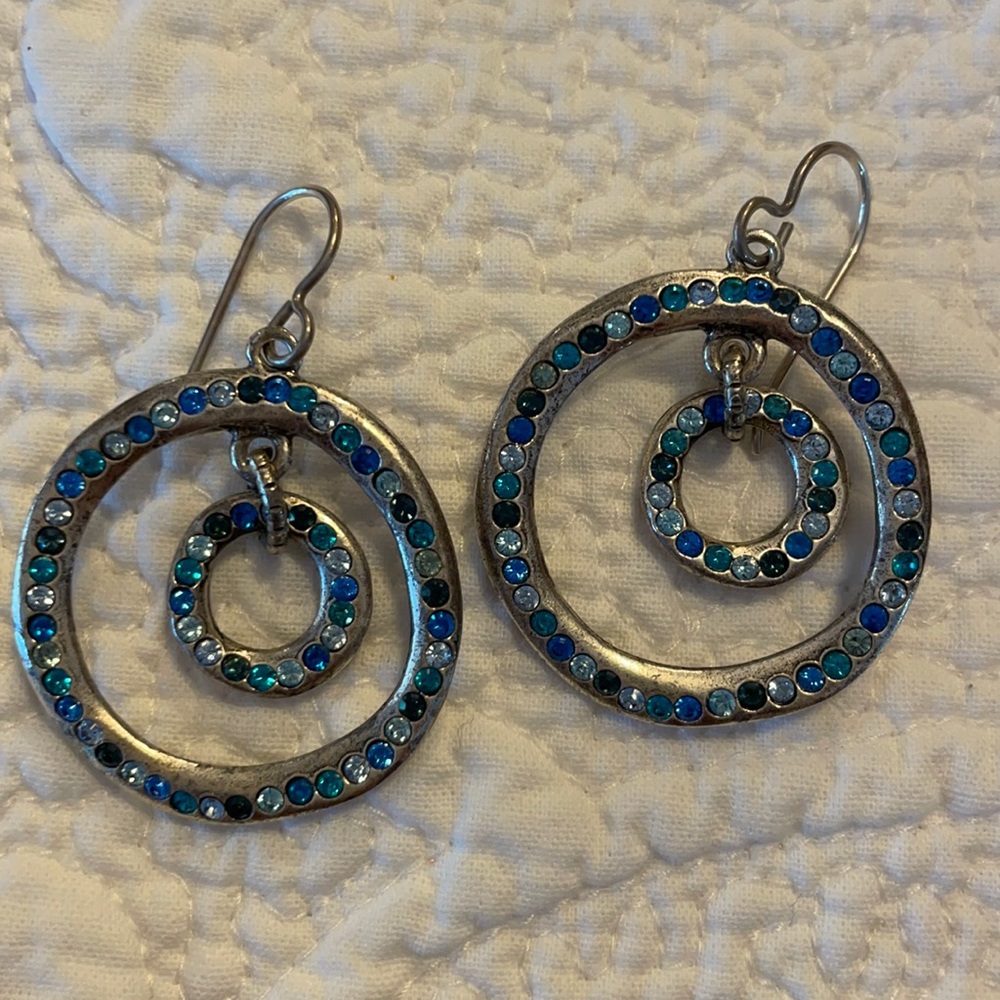 Patricia Locke silver blue crystal drop earrings